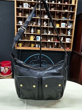 NOT RATIONAL Eugenia Slouchy Shoulder Hobo Bag in Black Leather